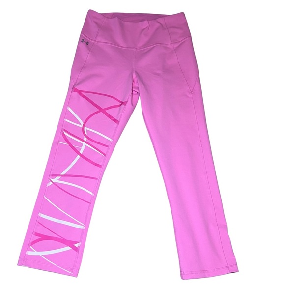 Under Armour Women’s Heatgear REFLECT HI-RISE CROP PINK SZ Medium NWOT - Picture 2 of 9